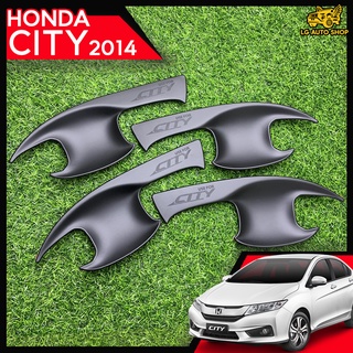 เบ้าประตู เบ้ากันรอย เบ้ารองเปิดประตู HONDA CITY 2014 สีดำด้าน โลโก้ดำ (AOS)  lg_autoshop