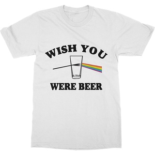 ROUND คอลูกเรือWish you were beer pink floyd เสื้อยืดผู้ชาย plus size clic sportwear ของขวัญวันเกิดวันพ่อ-4XL