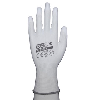 ถุงมือถักเคลือบ PU M ขาว อีโค่ ถุงมือยาง Knitted Gloves PU Coated M White Eco