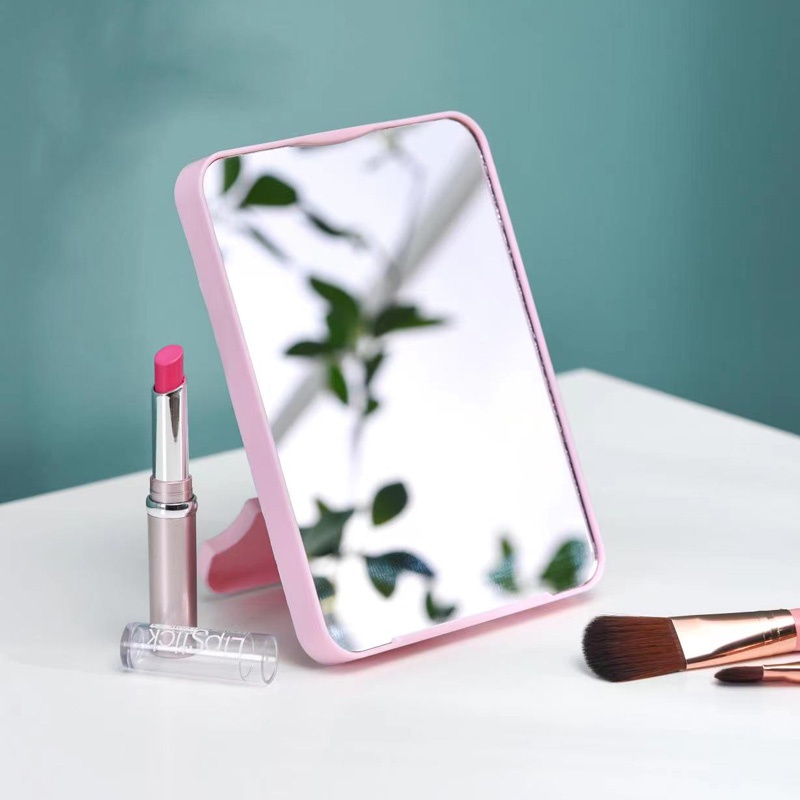 กระจกพับแต่งหน้าแบบพกพา ขนาดเล็กทรงสี่เหลี่ยม ตั้งโต๊ะ แต่งหน้า