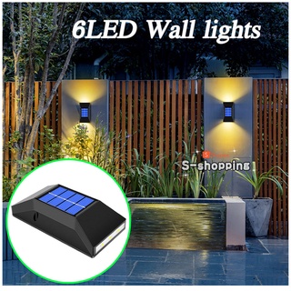 pack 2pcs BD-6LED  ไฟเหลือง  Solar light 6 LED ติดผนัง ติดรั้วบ้าน เพิ่มความสวยงาม