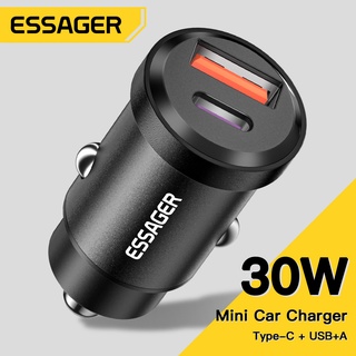 Essager ที่ชาร์จโทรศัพท์มือถือ 30W USB Type-C Mini ชาร์จเร็ว 3.0 สําหรับ iP Huawei Auto Type C PD 3.0