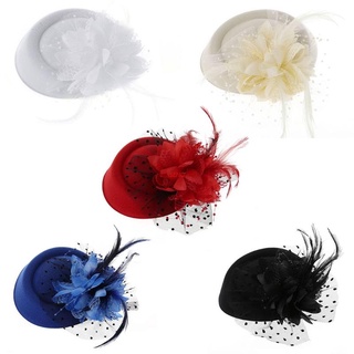 Seng Fascinator ที่คาดศีรษะหมวกประดับขนนกดอกไม้สําหรับเจ้าสาวแต่งงาน