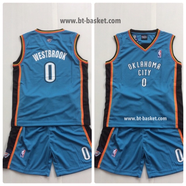 ชุดบาส NBA เด็ก👦🏻👧🏻 ทีม OKC westbrook 0สีฟ้า