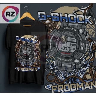 คอตต้อนคอกลมเสื้อยืด ไมโครไฟเบอร์ พิมพ์ลายกบ G-Shock ไซซ์ S-6XLS-5XL