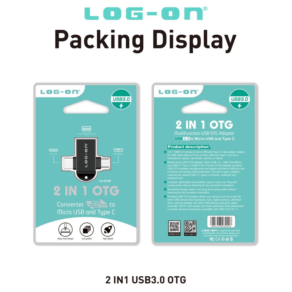 OTG OT09 LOG ON 2 IN 1 USB 3.0 MICRO TO TYPE C {RAG}