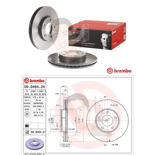 09 9464 21 จานเบรค ล้อ F (ยี่ห้อ BREMBO) รุ่น HC UV MAZDA มาสด้า3 (BK) 1.6 NEW 3 (BL) ปี 2005-&gt;