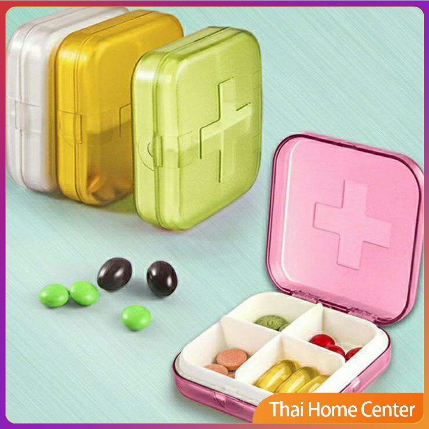 กล่องยา มินิ กล่องสีสันลูกกวาด หลายช่อง กล่องยาแบบพกพา หลายช่อง กล่องยาข้าม Cross-packing pill box