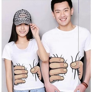 เสื้อคู่รักลายมือบีบ(คู่ละ120)