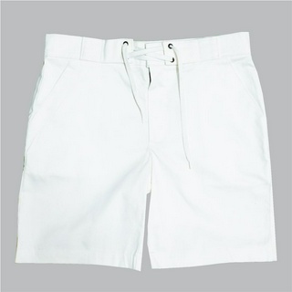 กางเกงขาสั้นผู้ชาย สีขาว (เชือกขาว) // ทรงกระบอกเล็ก  //  Size 28" - 44" (ไซส์