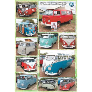 โปสเตอร์ รูปถ่าย รถยนต์ โฟล์กสวาเกน VW VOLKSWAGEN VAN POSTER 24”X35” นิ้ว German Vintage Classic Cars Vehicle V4