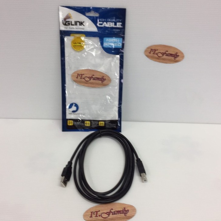 Cable PRINTER USB 2.0 ยาว 1.8 M  สำหรับเครื่องปริ้นเตอร์,สแกนเนอร์สีดำ สายยาง GLINK จำนวน 1 เส้น