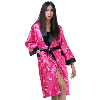 ชุดคลุมนอน ชุดคลุมอาบน้ำ ชุดคลุมผ้าซาติน ชุดกิโมโนปักมังกร ชุดคลุมกิโมโน Robe Dressing Gown Dragon Kimono QKP5W