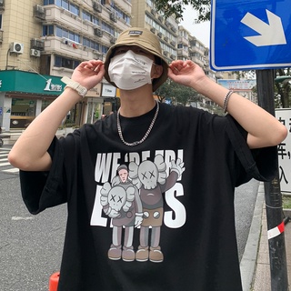 เสื้อยืดแขนสั้น พิมพ์ลายการ์ตูน ทรงหลวม เข้ากับทุกการแต่งกาย แฟชั่นฤดูร้อน สําหรับผู้ชาย