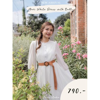 #JBS271 Mori White Dress with Belt