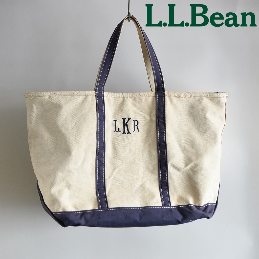 ll bean tote bag boat กระเป๋าผ้า XL Sz ถุงผ้า ซิป มือสอง USA