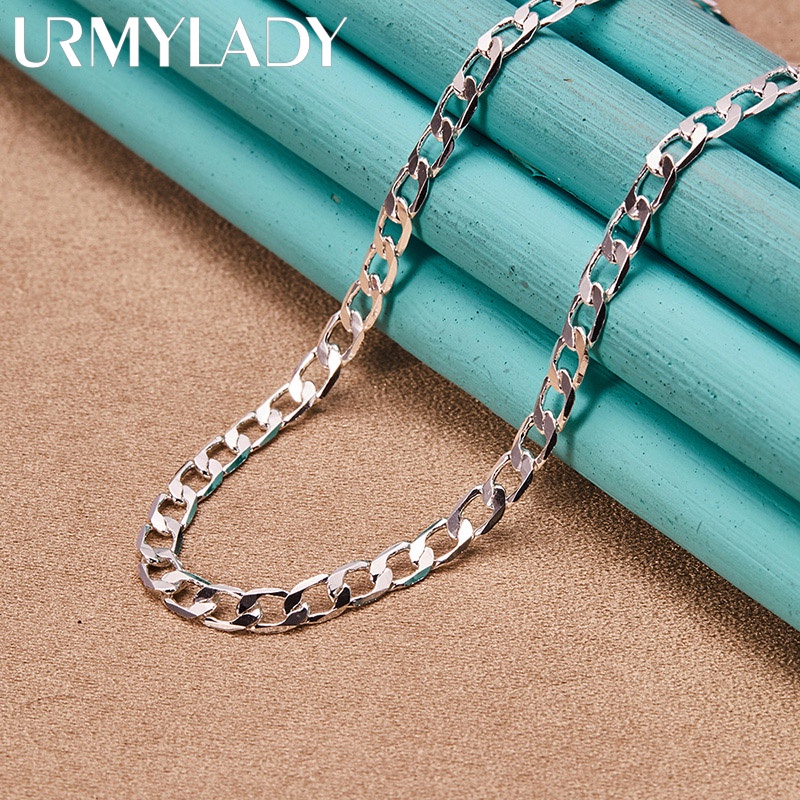 URMYLADY สร้อยคอดIAM sterling silver 925 ขนาด 16-30 นิ้ว พร้อม charm เป็นของขวัญแฟชั่นสำหรับผู้หญิง