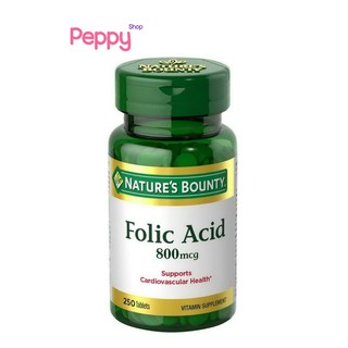 Natures Bounty Folic Acid Maximum Strength 800 mcg 250 Tablets ฟอลิค แอซิด 250 เม็ด