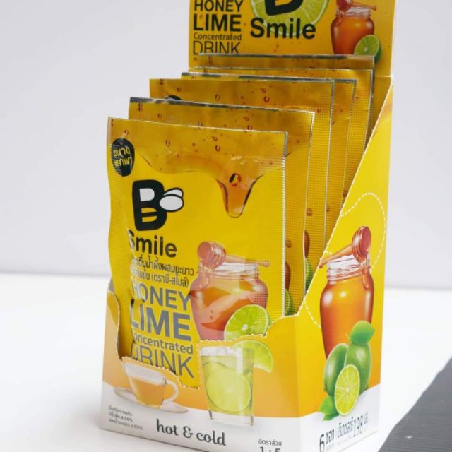 บี-สไมล์ ​ น้ำผึ้งมะนาวเข้มข้นชนิดพกพา (1กล่อง 6 ซอง ) ราคา 132 บาท B-Smileภ
