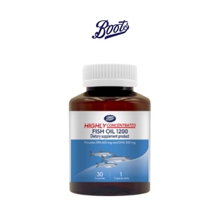 BOOTS VITAMINS บู๊ทส์ ไฮลี่ คอนเซนเตรท ฟิช ออยล์ 1200 (ผลิตภัณฑ์เสริมอาหาร) 48 กรัม 30 แคปซูล