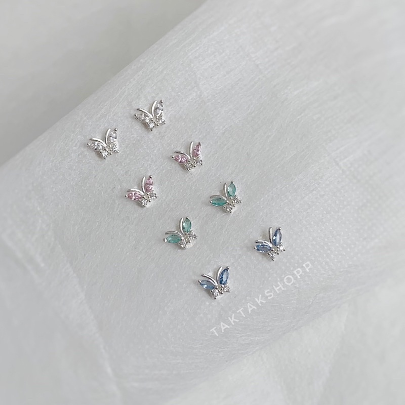 Studs Sweet Butterfly Cz Silver925 | ต่างหูผีเสื้อCzเงินแท้92.5%