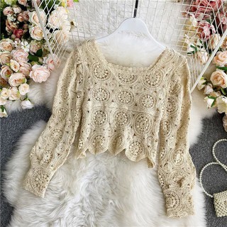 เสื้องานถักโครเชต์ ลายดอกไม้ เนื้อผ้าอย่างดี ผ้าสวยมากๆค่ะ