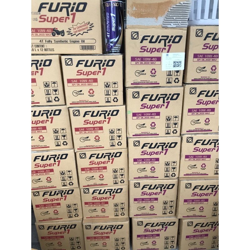 **ยกลัง (12ขวด) ** ส่งทั้งลัง ไม่แพ็คนะคะ น้ำมันเครื่อง Furio super 1 สังเคราะห์ 100% sae 10w/40 API