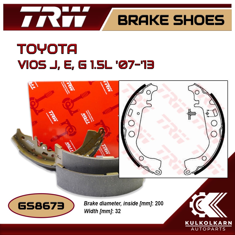 ก้ามเบรคหลัง TRW สำหรับ VIOS J, E, G 1.5L '07-'13 (GS8673)