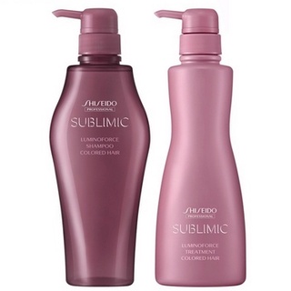 SHISEIDO SUBLIMIC LUMINOFORCE SHAMPOO + TREATMENTปริมาณ 500x2 มล ผลิตภัณฑ์แชมพูสระผม + ทรีทเมนท์ (แพ็คคู่) สำหรับ ผมทำสี