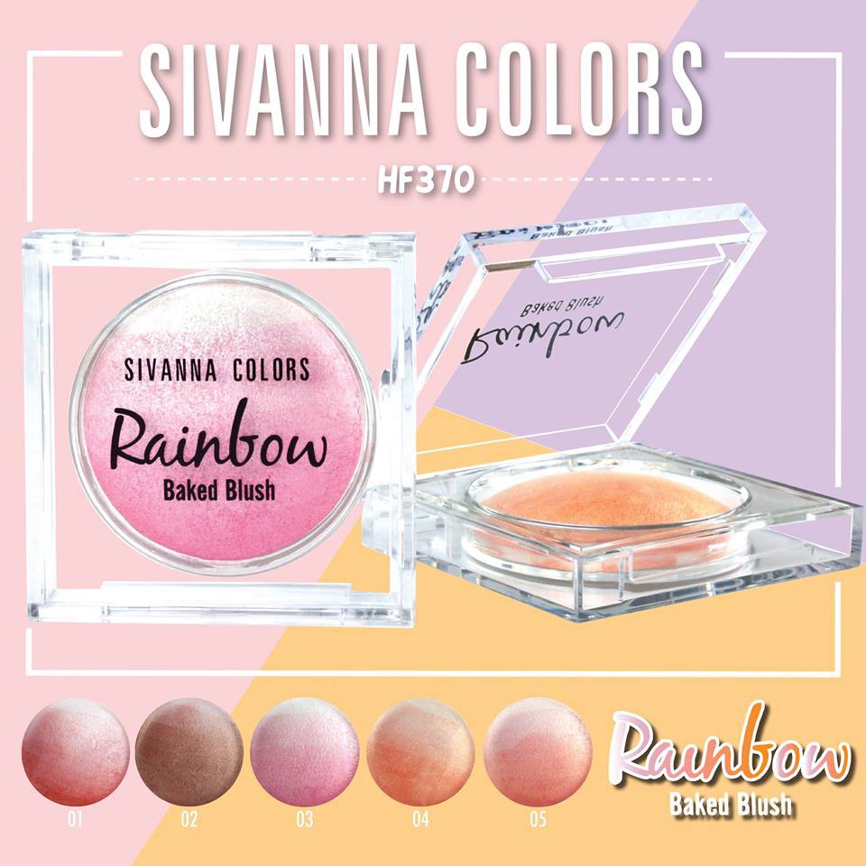 Sivanna Colors Rainbow Baked Blush HF370 HF572 สิวันนา บลัชออนไล่สี บลัชออน เนื้อฝุ่น สายรุ้ง