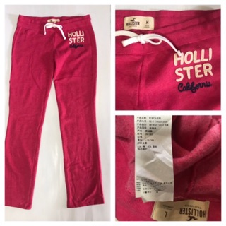 💋กางเกงวอม Hollister โลโก้ตัวหนังสือ สีชมพู ขายาว ของแท้