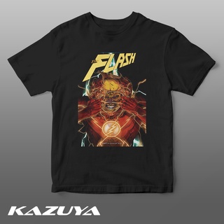 แขนสั้นcrew neckเสื้อยืด พิมพ์ลายโปสเตอร์ภาพยนตร์การ์ตูน  DV-0081 The Flash SuperHeroS-XXXXL