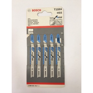 "BOSCH" ใบเลื่อยจิ๊กซอตัดเหล็ก T118A HSS (5ใบ/แพ็ค)