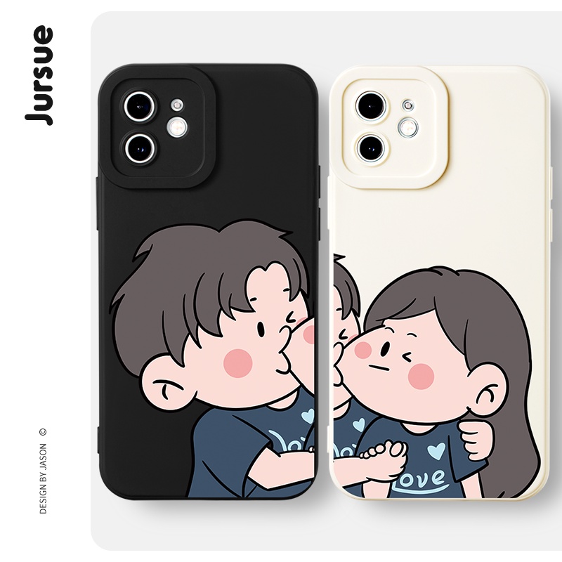 JURSUE คู่น่ารักตลกกันกระแทกกรณีโทรศัพท์อ่อนสําหรับ iPhone 17 Air 16 15 14 13 12 11 Pro Max SE 2020 X XR XS 8 7 ip 6S 6 Plus XYH184
