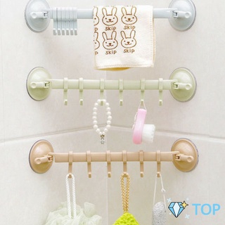 ที่แขวนของ ที่แขวนติดผนัง ถ้วยดูดยึดผนัง ไม่ต้องเจาะรู เครื่องใช้ในครัว Coner Towel Hanger with 6 clips