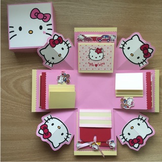 กล่องของขวัญแฮนด์เมด ขนาด10*10เซน explosion box  กล่องระเบิด kitty คิตตี้