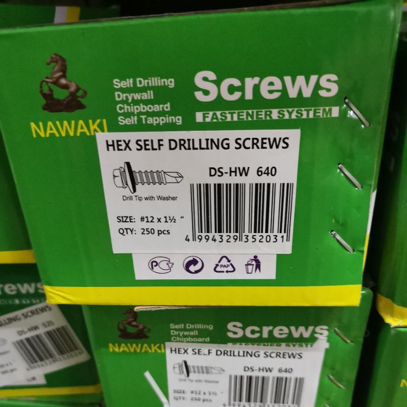 DS-HW 640 สกรูเจาะตัวเอง Hex 12*11/2" 250 ชิ้น