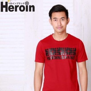 ค่าของเงินHeroin เสื้อยืดสีแดง รุ่นสโตน ลายเท่ห์ๆ หล่อๆS-3XL