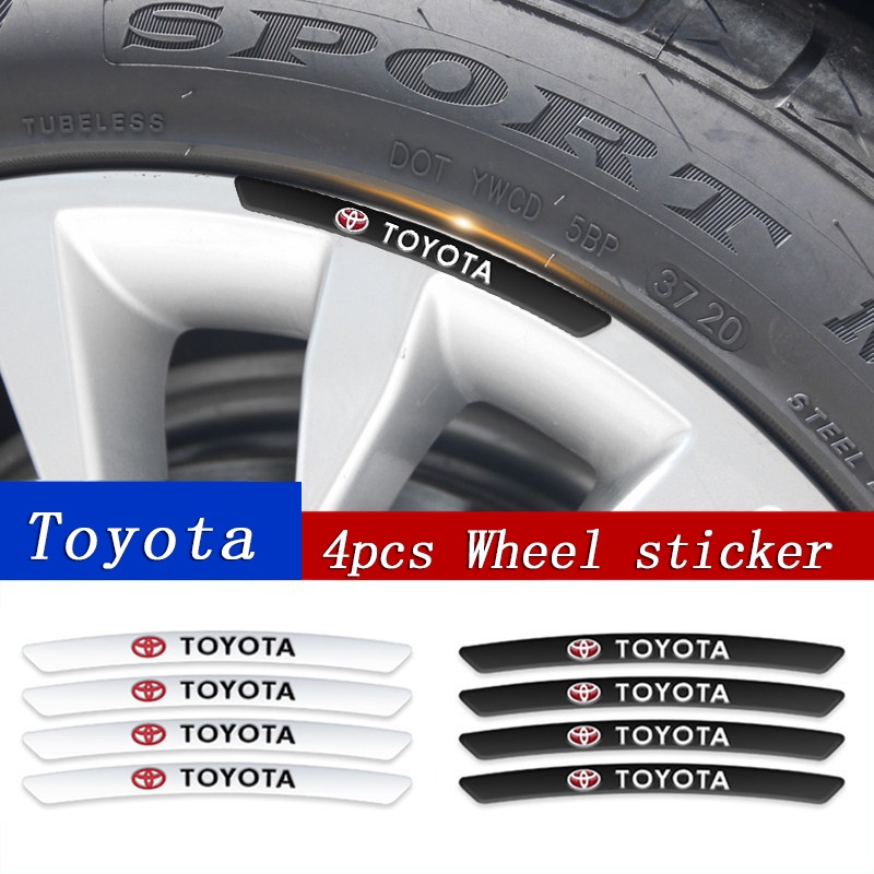 สติ๊กเกอร์ติดล้อ โตโยต้า / 4pcs Toyota TRD Sports Car Wheel Sticker For Toyota Cross Wish Revo CHR Corolla Vigo Altis Tiger Accessories