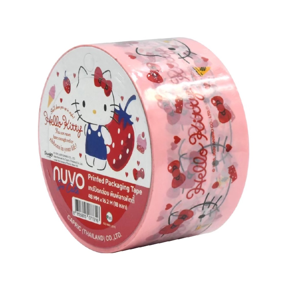 เทปปิดกล่อง Hello Kitty ลิขสิทธิ์แท้ 48 มม. x 16.2 เมตร ( 18 หลา) เทปกาว เทปตกแต่ง นูโว่ Nuvo