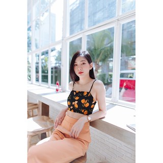 Black Orange Crop Top