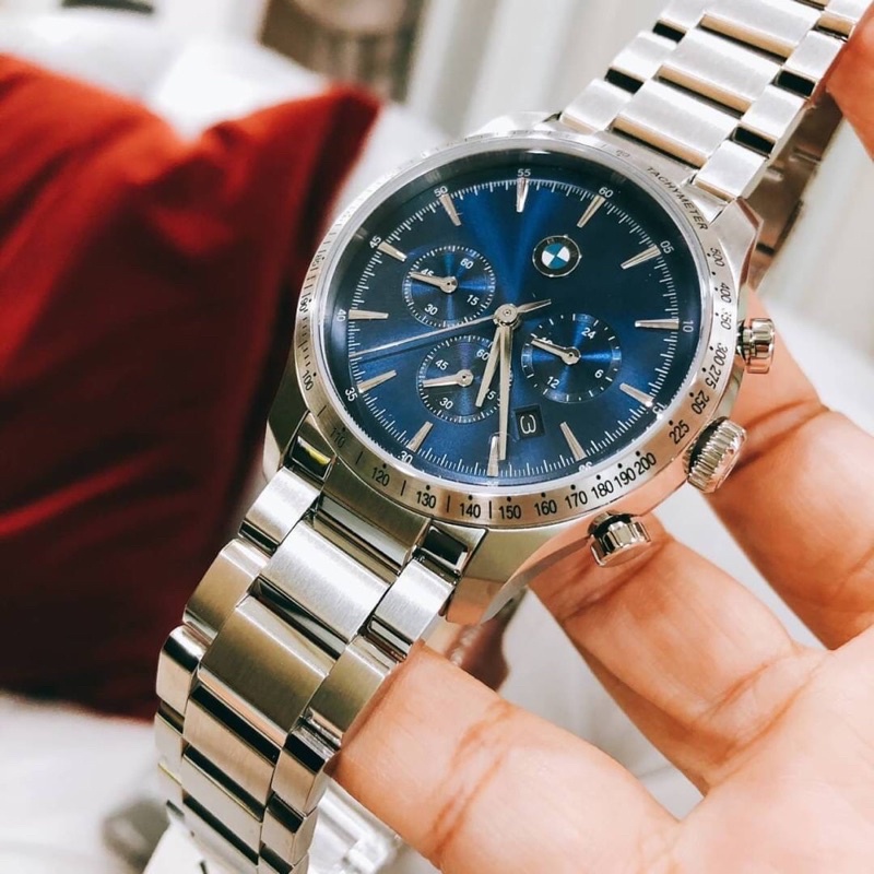 นาฬิกาหรู BMW Chronograph 50 mm Blue Dial Silver Stainless Steel Watch