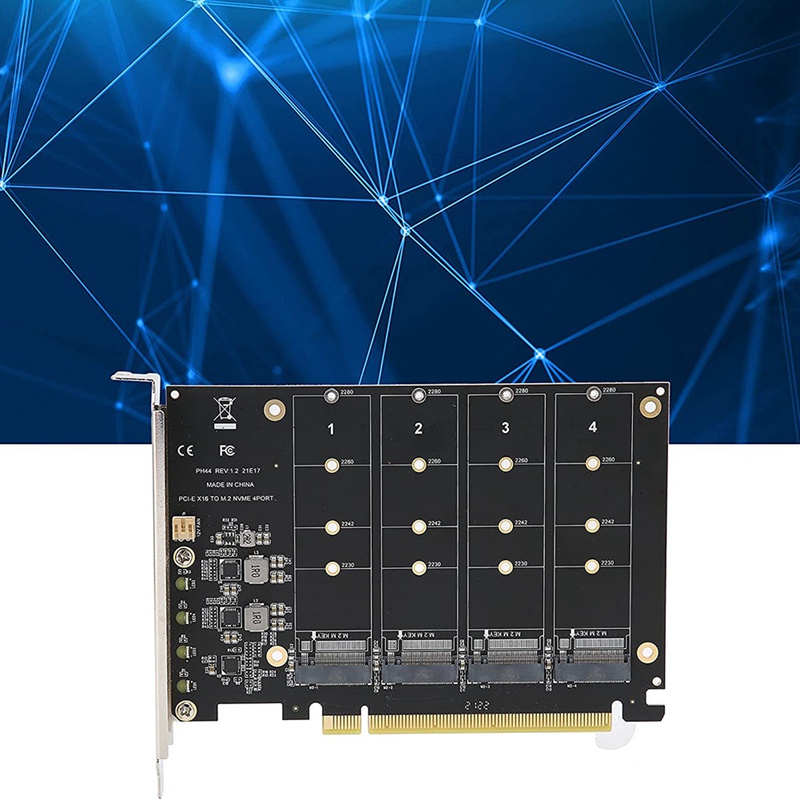 การ์ดขยายฮาร์ดไดรฟ์ M.2 NVMe SSD เป็น PCIE X16M 4 พอร์ต ความเร็วในการ ...