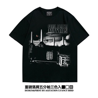 เสื้อยืดสีขาว✤เสื้อยืด oversize pinkfloyd Pink Floyd street ไหล่ตกหนัก เสื้อยืดแขนห้าจุดS-4XL