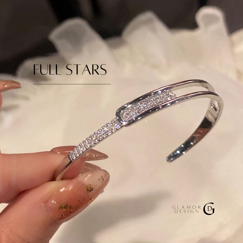 GLAMOR✨พร้อมส่ง กําไลเพชร Full Stars กำไลเงินแท้ กำไลแฟชั่น กําไลข้อมือผู้หญิง กำไลข้อมือเพชร