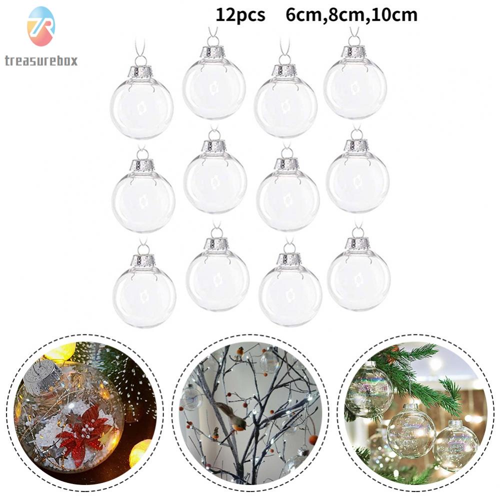 Trsbx12x Christmas Clear Iridescent Glass Baubles Balls Xmas Tree Decor Ornament Diy 2285