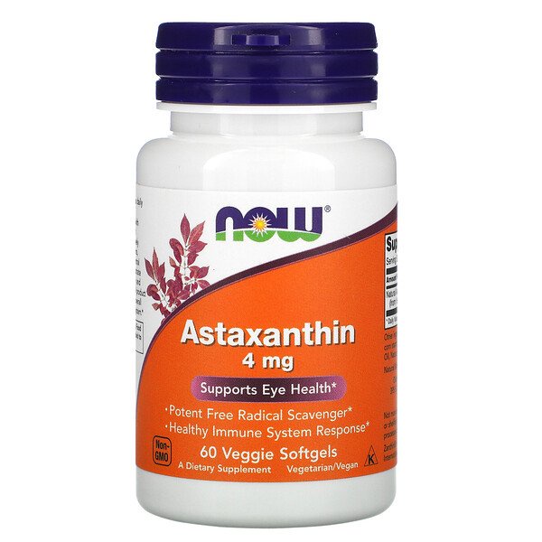 Now Foods,Astaxanthin,4,10 mg, 60,90 Veggie Softgels แอสตาแซนธิน มีประสิทธิภาพสูงกว่าวิตามินซีถึง 500 เท่า ชะลอวัย