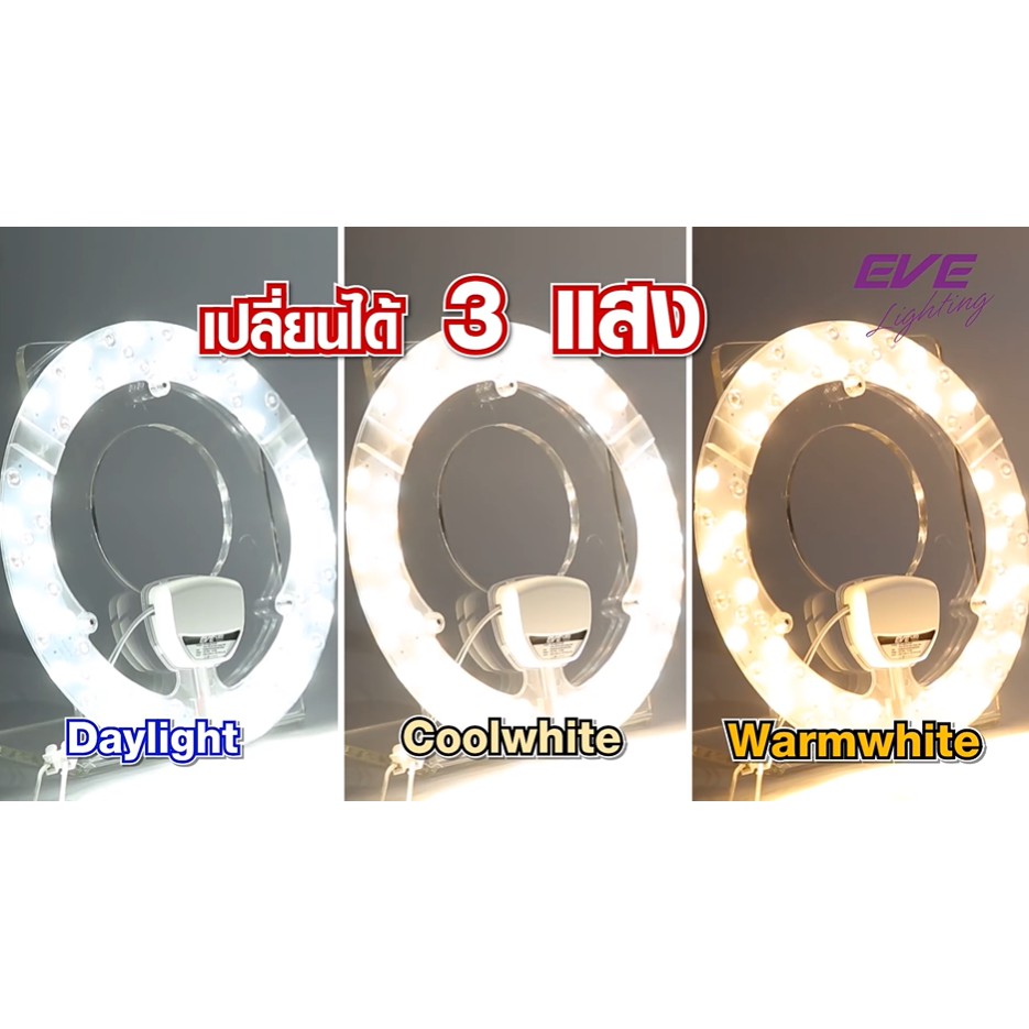 EVE ชุดแผงไฟแอลอีดี LED เปลี่ยนสีได้ 3 สี แสงขาว,ขาวนวล,เหลือง ขนาด 36W เปลี่ยนแสงได้ด้วยปลายนิ้ว