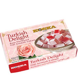 (พร้อมจัดส่ง) เตอร์กิชดีไลท์ Turkish Delight ขนมหวานชื่อดังจากประเทศตุรกี ขนาด 125 กรัม รสกุหลาบ (Rose) exp 06 01 2024