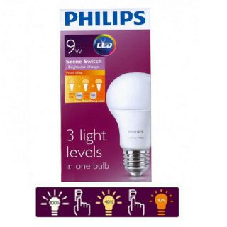 Philips สลับแสง หลอด LED Bulb Scene Switch Dim Tone 9W หลอดไฟหรี่แสงได้ 3แสง